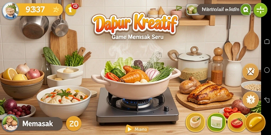 Tampilan antarmuka game Memasak yang menarik dan interaktif.