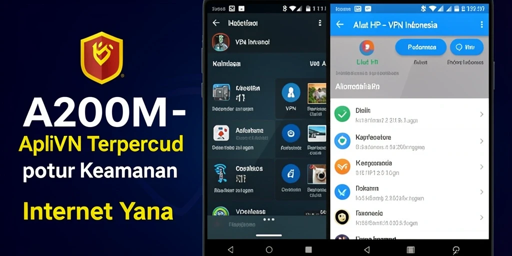 Tampilan antarmuka aplikasi A200M dengan fitur VPN yang mudah digunakan.