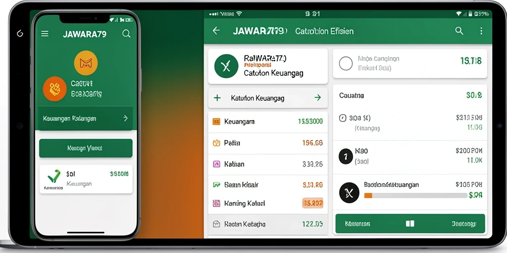 Screenshot JAWARA79 menampilkan antarmuka aplikasi Catatan Keuangan yang intuitif.