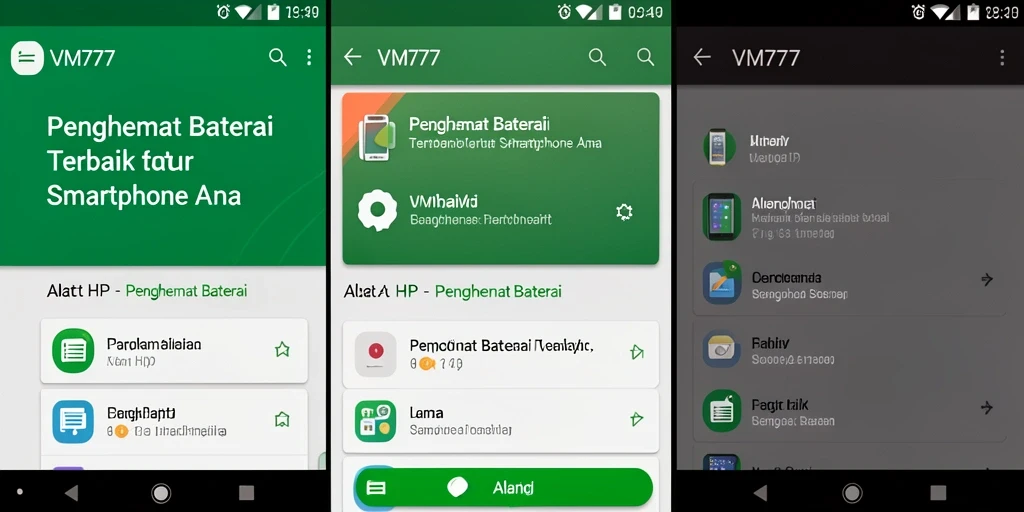 Antarmuka VM777 yang intuitif dan fungsional untuk penghemat baterai.